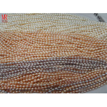 6-7mm AA Grade Rice Shape Pearl Strands, Branco, Rosa, Lavanda